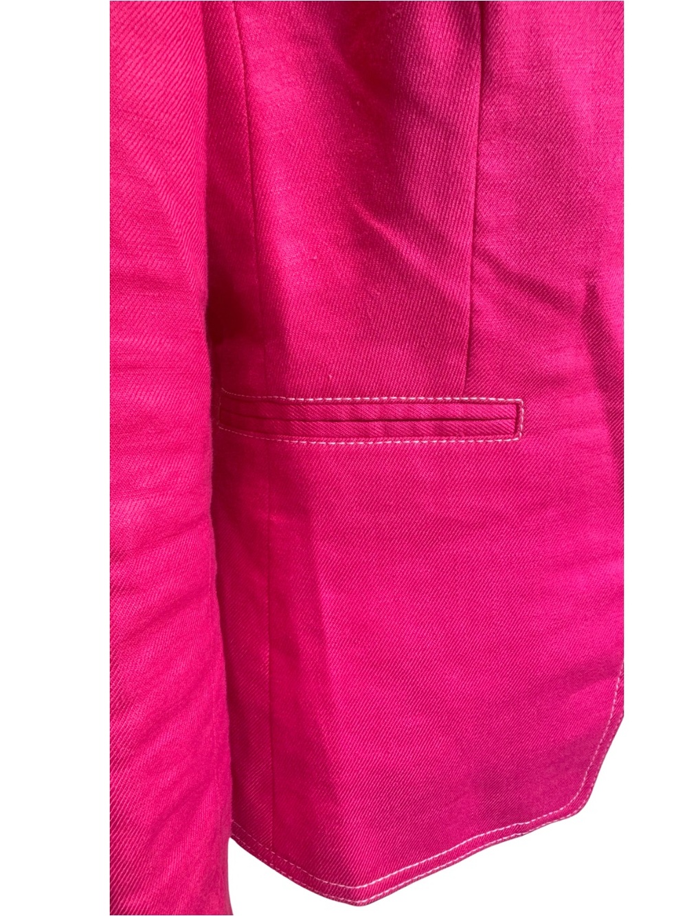 J.Crew Pink Linen Blend Open Front Blazer Size 4 Contrast Stitching - Picture 4 of 9